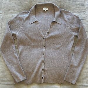 Gentle Fawn Tan Ribbed Cashmere Blend Cardigan Size L